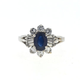 White White Gold Sapphire, Diamond Womens Ring