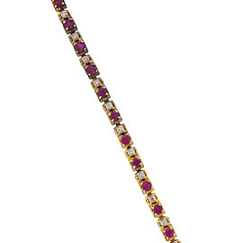 Yellow Gold Diamond, Ruby Mens Bracelet