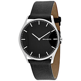 Skagen SKW6220 Black Dial Black Leather Strap 40mm Mens Watch