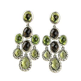 David Yurman 925 Sterling Silver Peridot, Lemon Citrine, Smokey Quartz Dangling Peridot Earrings