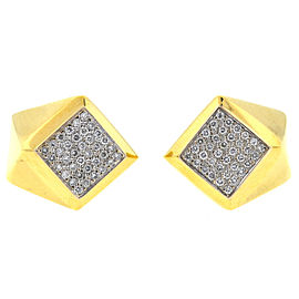 18k Yellow Gold Pave Diamond Ladies Earrings