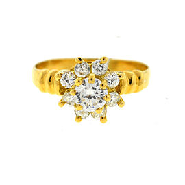 18K Yellow Gold Cluster 0.36ct. Diamond Ring Size 5.25