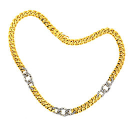 18k Two Tone Cuban Link w/ Diamonds Chain Necklace