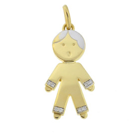 14K Yellow Gold Diamond Girl Charm Pendant