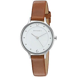 Skagen SKW2399 Stainless Steel & Brown Leather Silver Dial Quartz 30mm Women's Watch