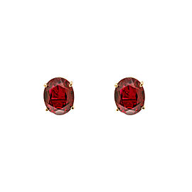 14K Yellow Gold Red Garnet Stud Earrings 2.5 Grams