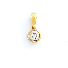 14K TWO TONE GOLD 0.20 CT DIAMOND ROUND PENDANT 2.3 GRAMS