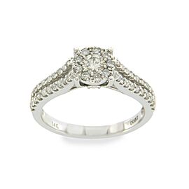 14K White Gold 0.82 CT Diamonds Engagement Ring Size