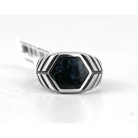 DAVID YURMAN ST. SILVER HEXAGON MODERN CHEVRON PIETERSITE RING SZ 10