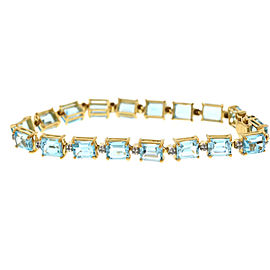 14k Yellow Gold Topaz Diamonds Bracelet