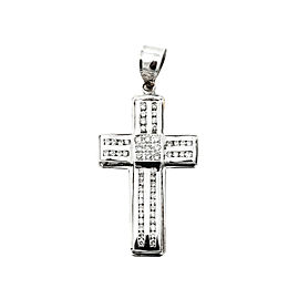 VINTAGE 14K WHITE GOLD 1.95 CT DIAMOND CROSS PENDANT 20.2 GRAMS 1.75"