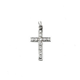 14K WHITE GOLD 0.65 CT DIAMOND CROSS PENDANT 1.2 GRAMS 0.75"