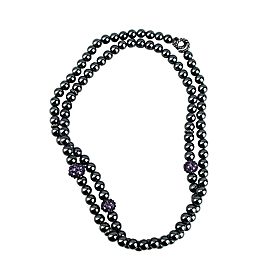 DAVID YURMAN ST. SILVER 36" BLACK HEMATITE & AMETHYST OSETRA NECKLACE