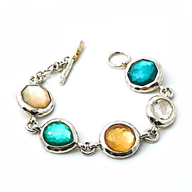 IPPOLITA Sterling Silver 925 WONDERLAND 5 Multi Gemstones Rock Candy Bracelet 7"