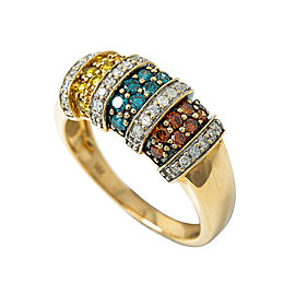 14K Yellow Gold Multi Color Gemstones Band Ring 4.7 Gram Size 8.25