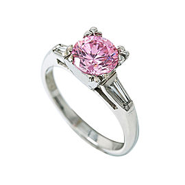 14K White Gold 0.18 Ct Diamond Pink Sapphire Ring 3.6 Grams Size 5.75