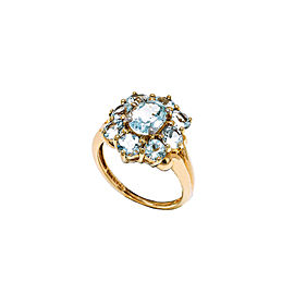 10K Yellow Gold Synthetic Aquamarine Ring 3.5 Grams Size 6