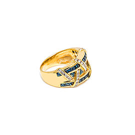 18K Yellow Gold 0.60 Ct Diamond 1.20 Ct Sapphire Ring 8.6 Grams Size 6.5