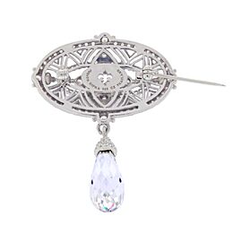 Judith Ripka 925 Sterling Silver CZ and Crystal Pin Brooch