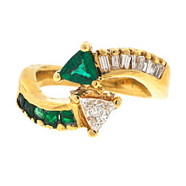 14k Yellow Gold Diamond & Emerald Ladies Ring