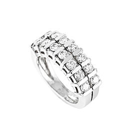 14K White Gold 1.70 CT G VVS1 Round 2 Rows Diamond Ring 7.8 Grams Size 5.5