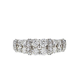 Leo Diamond 14k White Gold 2 Row Diamond Ring 1.25 Cts