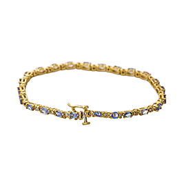 14K YELLOW GOLD DIAMOND TANZANITE BRACELET 7.9 GRAMS 7"