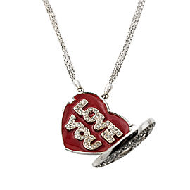 14K White Gold 1.55 Ct Diamond Heart Love Locket Pendant Necklace 16"