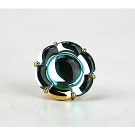 BACCARAT JEWELRY B FLOWER VERMEIL SILVER TURQUOISE LARGE RING SZ 6.5-53 NO BOX