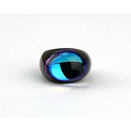 BACCARAT JEWELRY TANGO BLACK ONYX BLUE SCARABEE CRYSTAL RING SZ 53-6.5 FRANCE