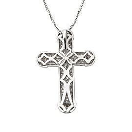 14K White Gold 2.88 Ct Round G VVS1 Diamond Cross Pendant Necklace 16.5"