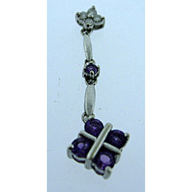 14K White Gold Amethyst / Diamond Pendant Necklace Charm