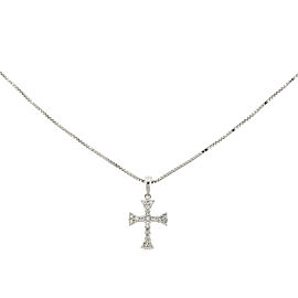 18k White Gold Diamond Cross Necklaces .50 Cts