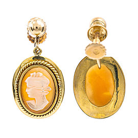 Vintage 14K Yellow Gold Cameo Dangle Earring 6.0 Grams