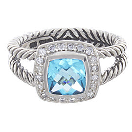 David Yurman Sterling Silver Diamond, Topaz Ring Size 6.5