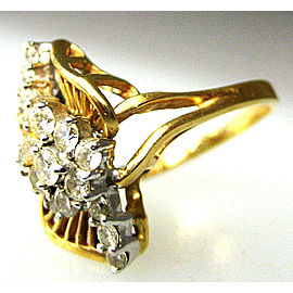 14K YELLOW GOLD LADIES DIAMONDS LEAF DESIGN COCKTAIL RING SIZE 6.5