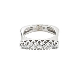 14K White Gold 0.36 Ct F VS1 Diamond Square Band Ring 5.7 Grams Size 6.25