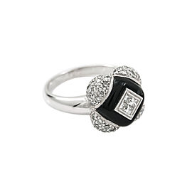 18K White Gold 1Ct G VS1 Diamond Onyx Ring 7.8 Grams Ring Size 7.25