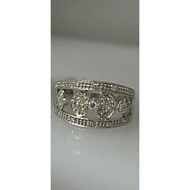 14K WHITE GOLD MICRO PAVE HEARTS DIAMONDS LADIES RING SIZE 7