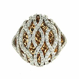 1.62 CT Diamonds in 18K Rose Gold Diamond Cut Plate Waves Dome Ring