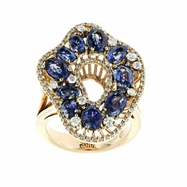 3.10 CT Sapphires & 0.61 CT Diamonds in 18K Rose Gold Engagement Ring