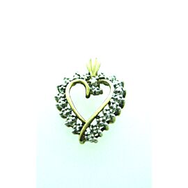 10K YELLOW GOLD DIAMOND HEART PENDANT CHARM NECKLACE LOVE