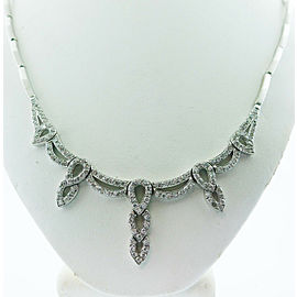 14k White Gold Clear Stones Necklace