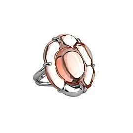 BACCARAT JEWELRY B FLOWER ST. SILVER LIGHT PINK MIRROR LARGE RING SZ 8-57 NO BOX