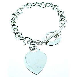 BAKU STERLING SILVER 925 HEART TOGGLE LINK BRACELET