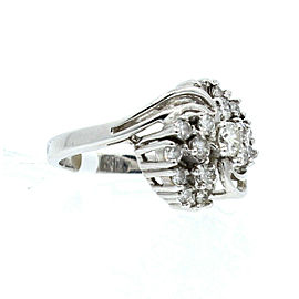 14K WHITE GOLD 1.0ct DIAMOND CLUSTER LADIES RING SIZE 5.5