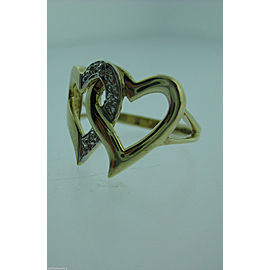 10K YELLOW GOLD DOUBLE HEART DIAMOND LADIES RING SIZE 6.25