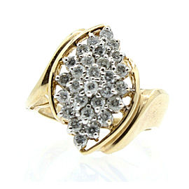 14K YELLOW GOLD LADIES 1.25ct DIAMONDS CLUSTER RING SIZE 7