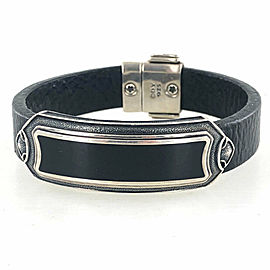 David Yurman Gents Special Edition Leather Black Chalcedony ID Bracelet