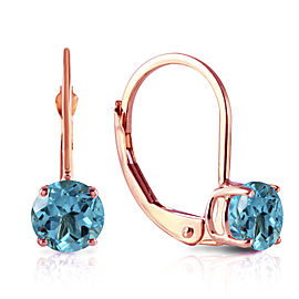 1.2 CTW 14K Solid Rose Gold Solitaire Blue Topaz Earrings